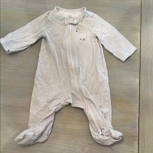 Carter's White Footie One Piece with Full-Length Zipper